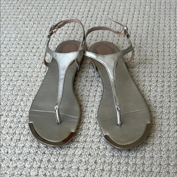 Good used condition Charles David silver thong sandals size 8 - Picture 1 of 11